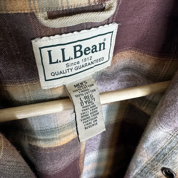 Vintage L.L. Bean Men’s Tan Canvas Flannel-Lined Shirt Jacket Heavyweight Large - Picture 5 of 7